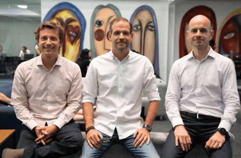 The three EBANX founders, Voigt, Del Valle and Ruiz